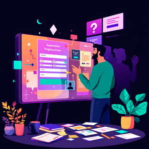 Event manager configurant un formulaire d'inscription événementiel avec logique conditionnelle