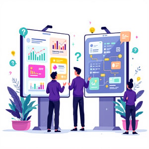 Event manager comparant les fonctionnalités de logiciels événementiels sur écran divisé