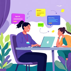 Event manager personnalisant un site web événementiel corporate sur une interface no-code