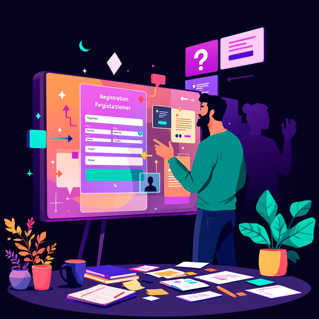 Event manager configurant un formulaire d'inscription événementiel avec logique conditionnelle