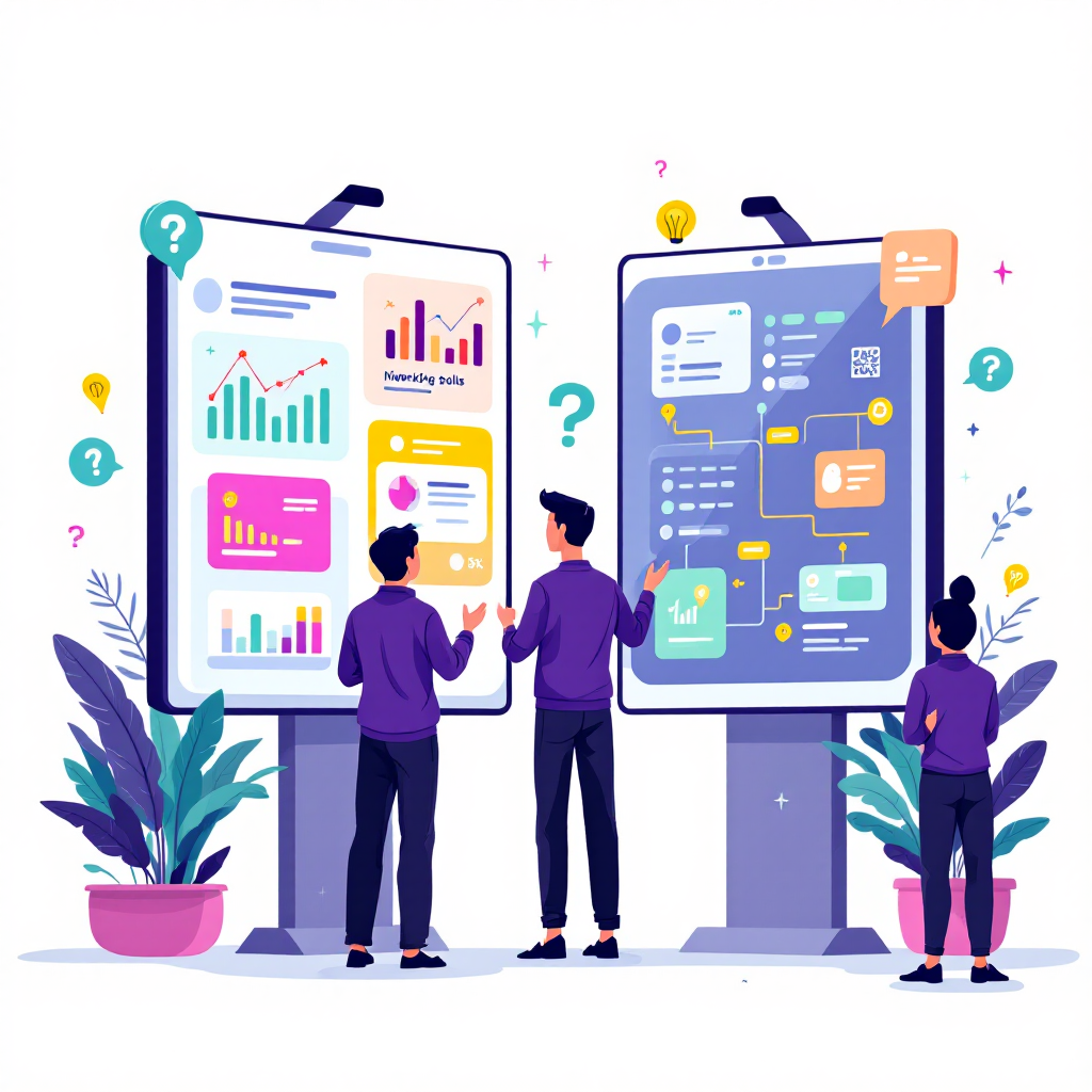 Event manager comparant les fonctionnalités de logiciels événementiels sur écran divisé